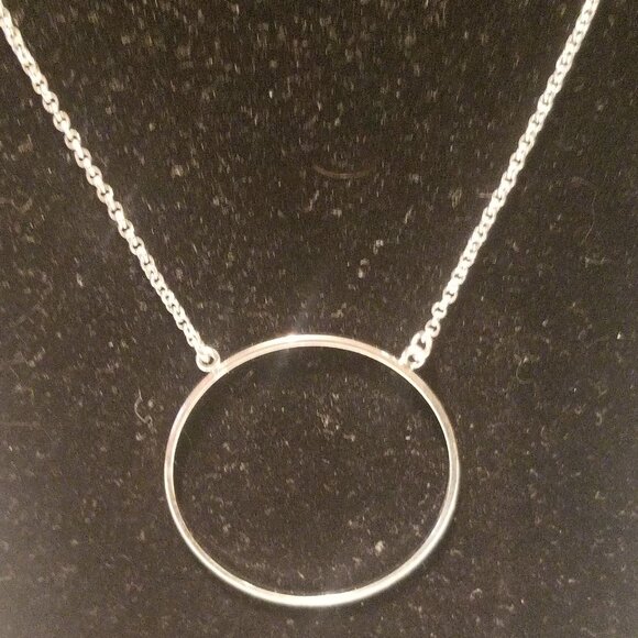 Lele Sadoughi Silver Tone Circle Necklace 19inch - Picture 8 of 8